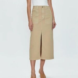 pistola Khaki Midi Utility Skirt